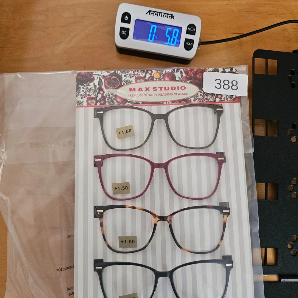 Max Studio Reading Glasses Women +1.50 Multi Square Premium Quality 4-Pack